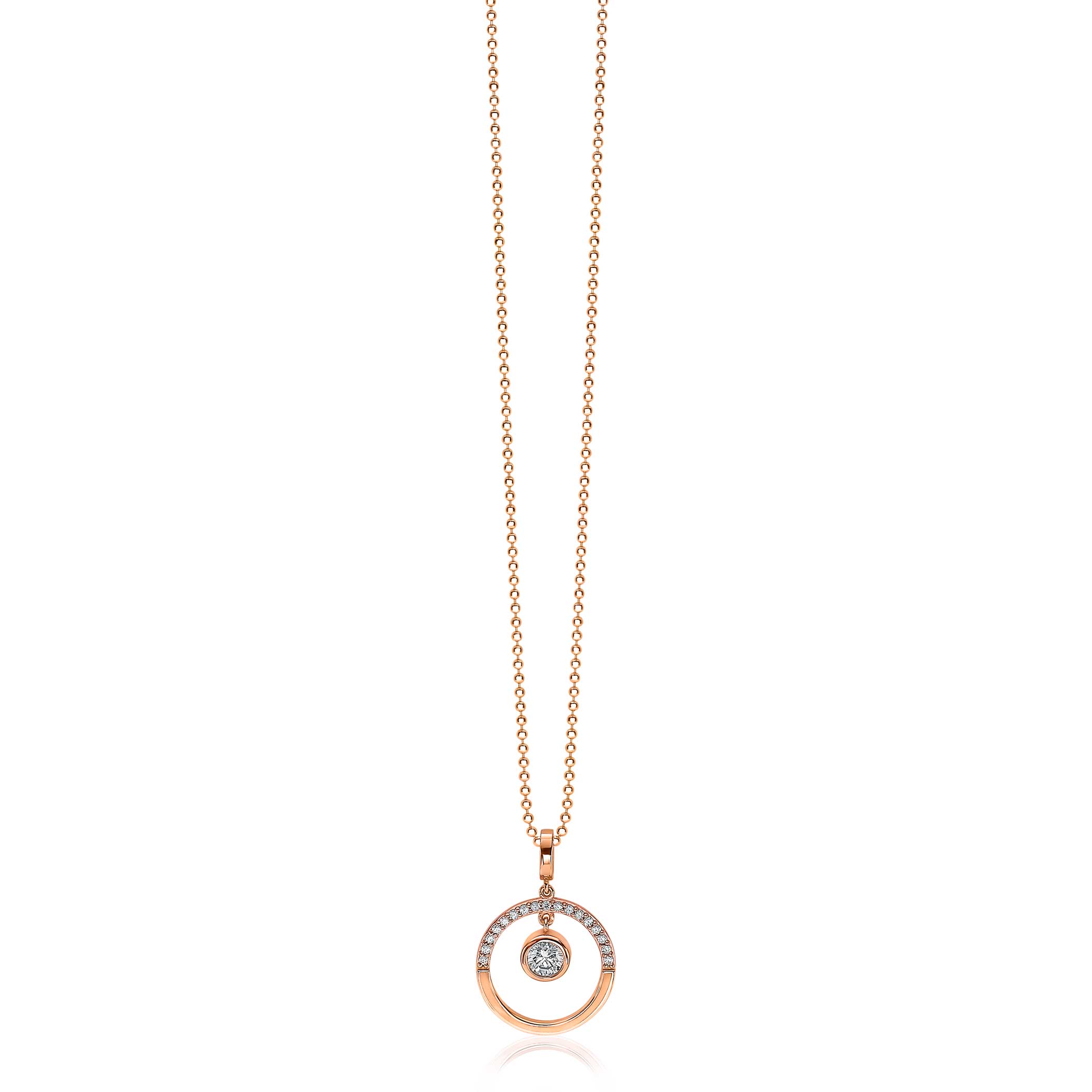 ZINZI silberner Anhänger rosé vergoldet offen rund weiß 18mm ZIH1813R