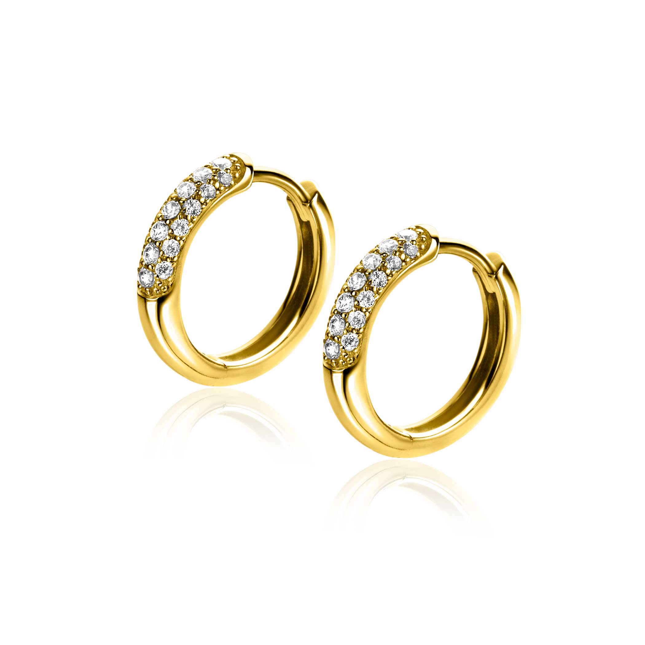 ZINZI zlv. creolen gg.verg. pave/zirc. 15x3mm