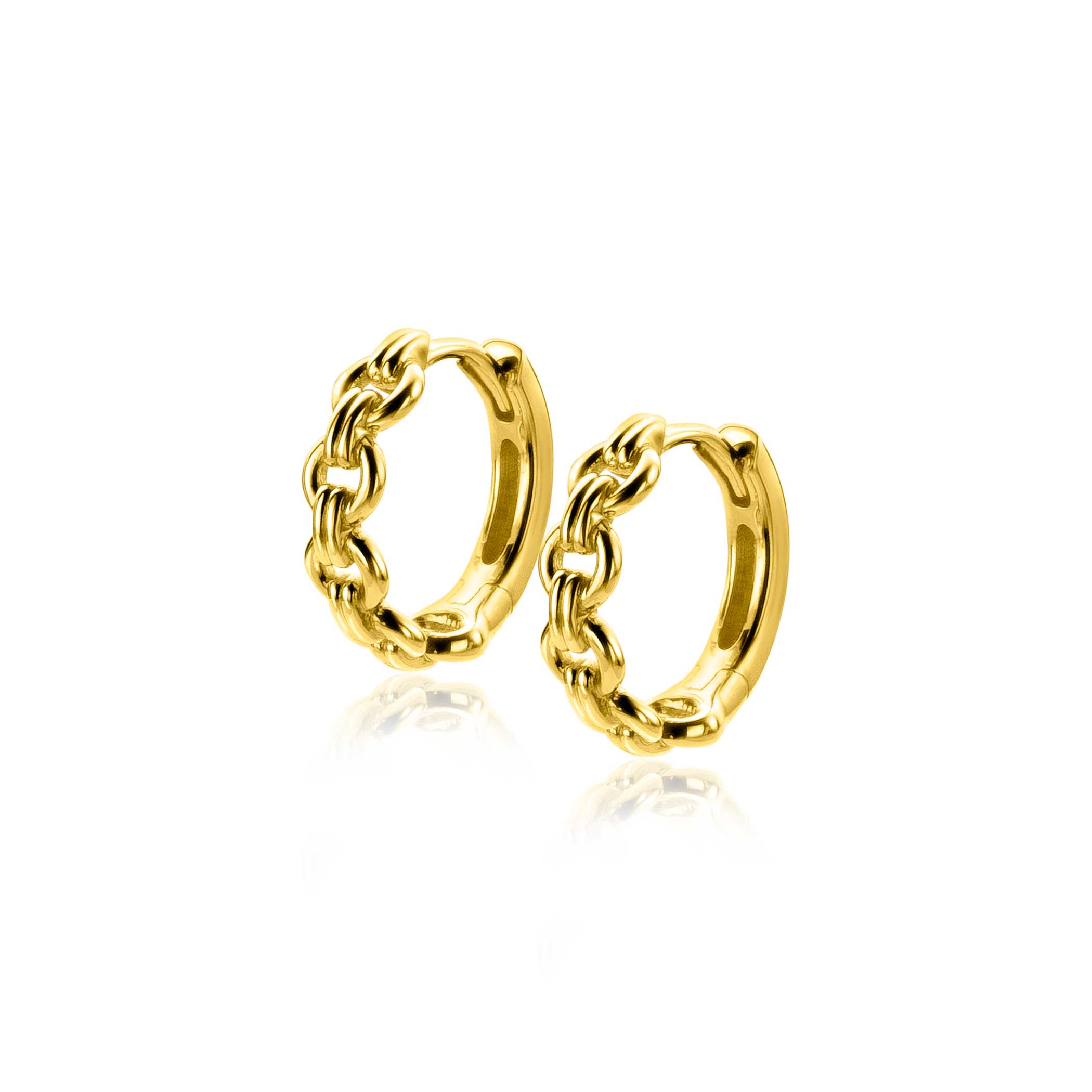 ZINZI silberne Ohrringe extra 14K gelbgold runde Glieder 15x4mm ZIO2239G