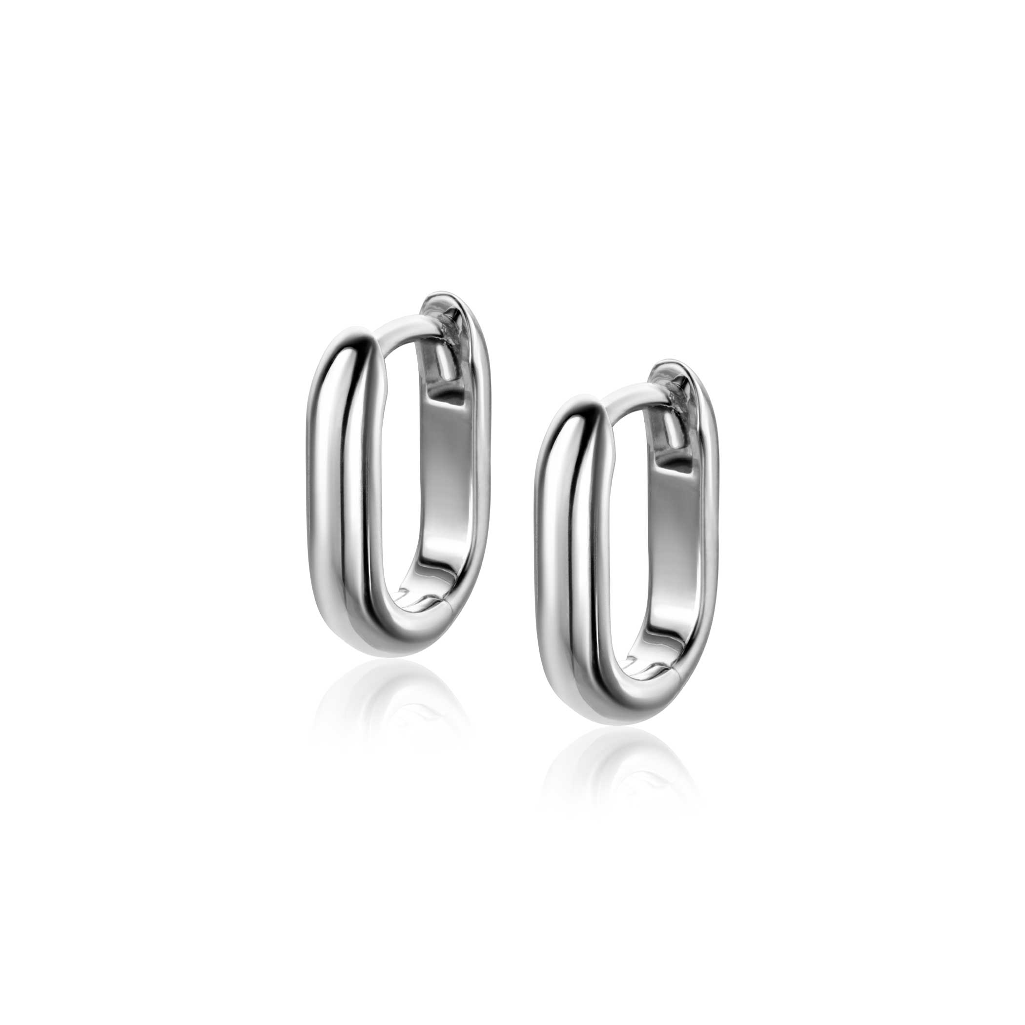 14,5mm ZINZI Silber Creolen in ovaler Form mit runder Röhre 3mm breit ZIO2603