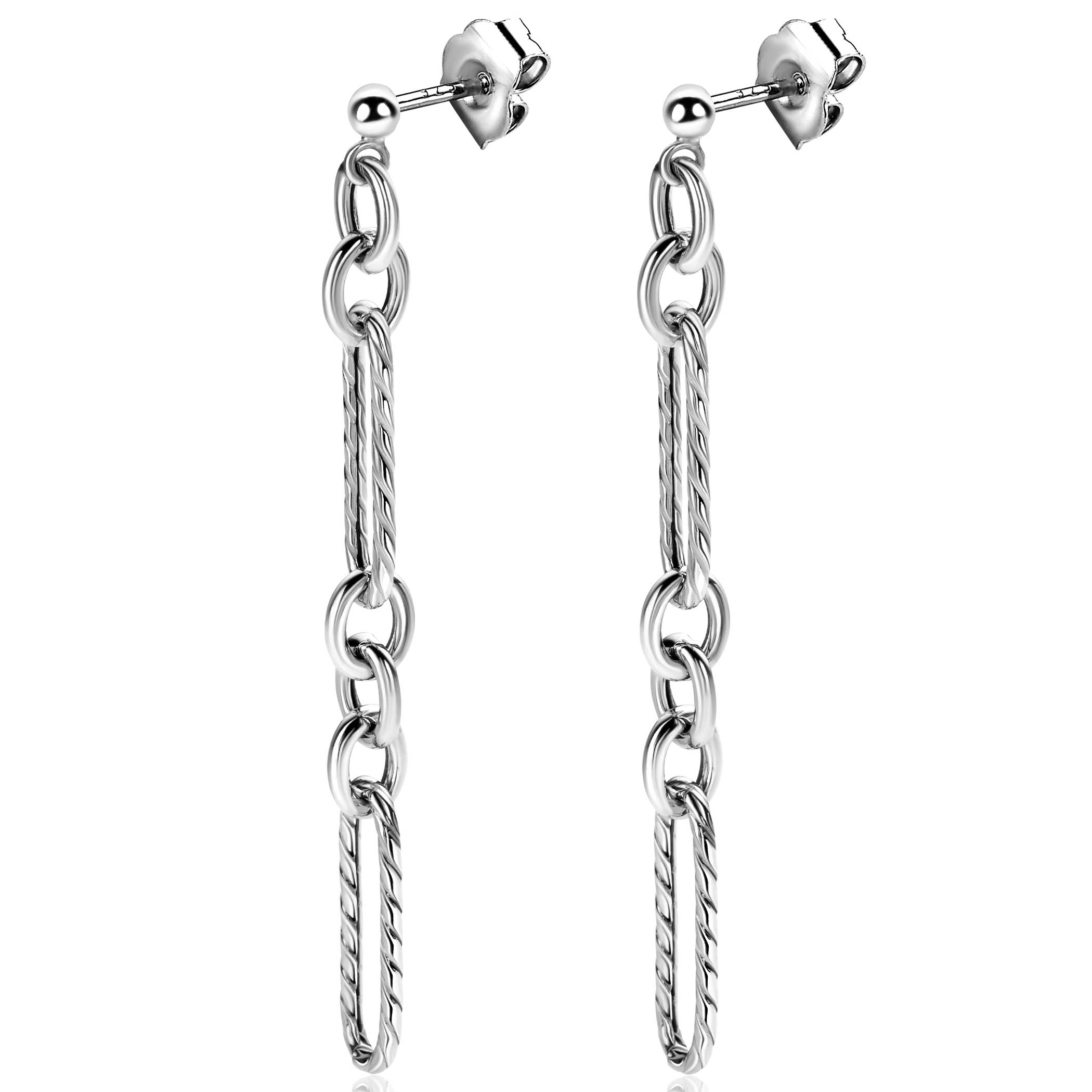 ZINZI zlv. oorstekers lang paperclip schakels 7.5cm
