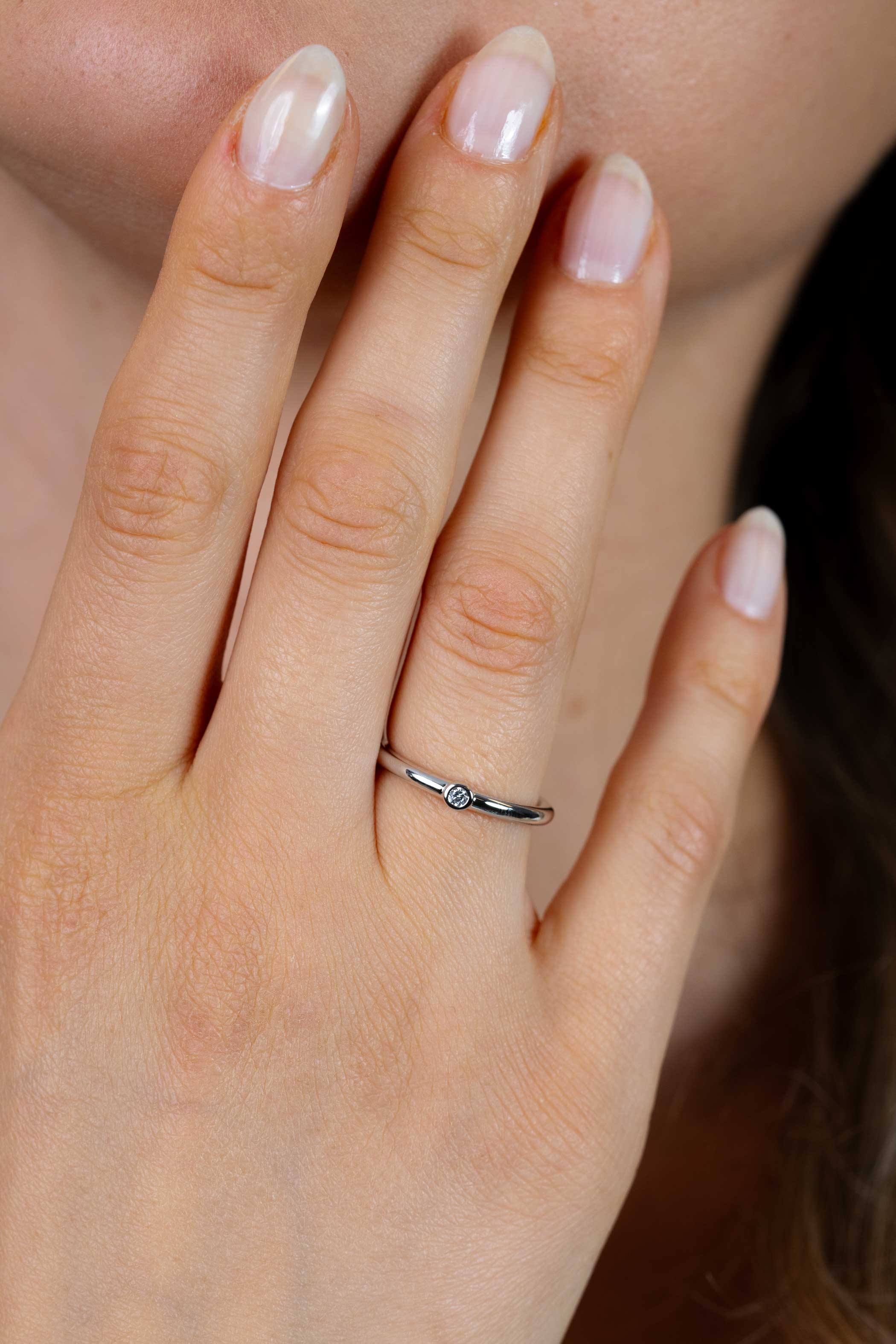 ZINZI silberner Ansteckring glatt weiß 3mm ZIR1673