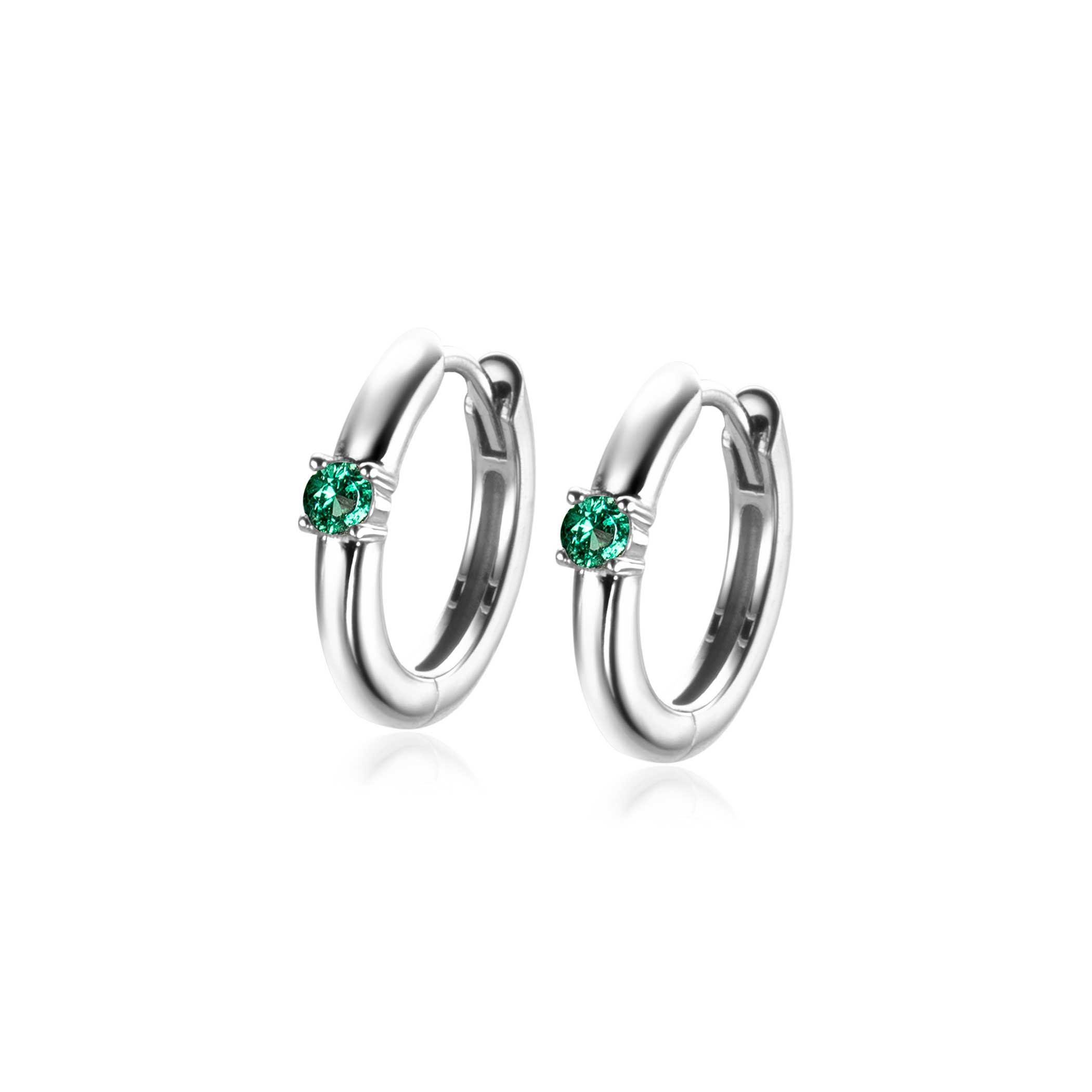 ZINZI zlv. oorringen birthstones smaragd cz