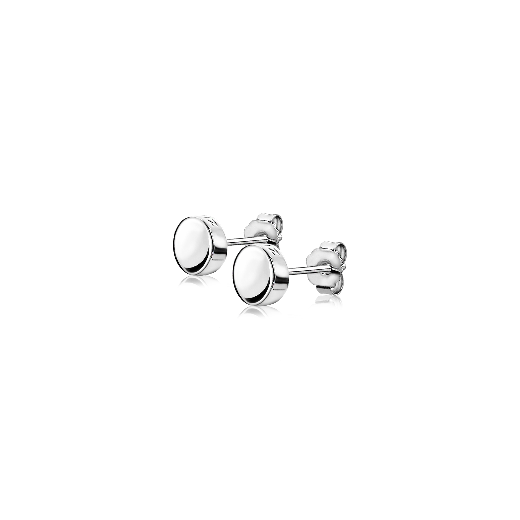 ZINZI silberne Ohrstecker glatt rund 6mm ZIO1376