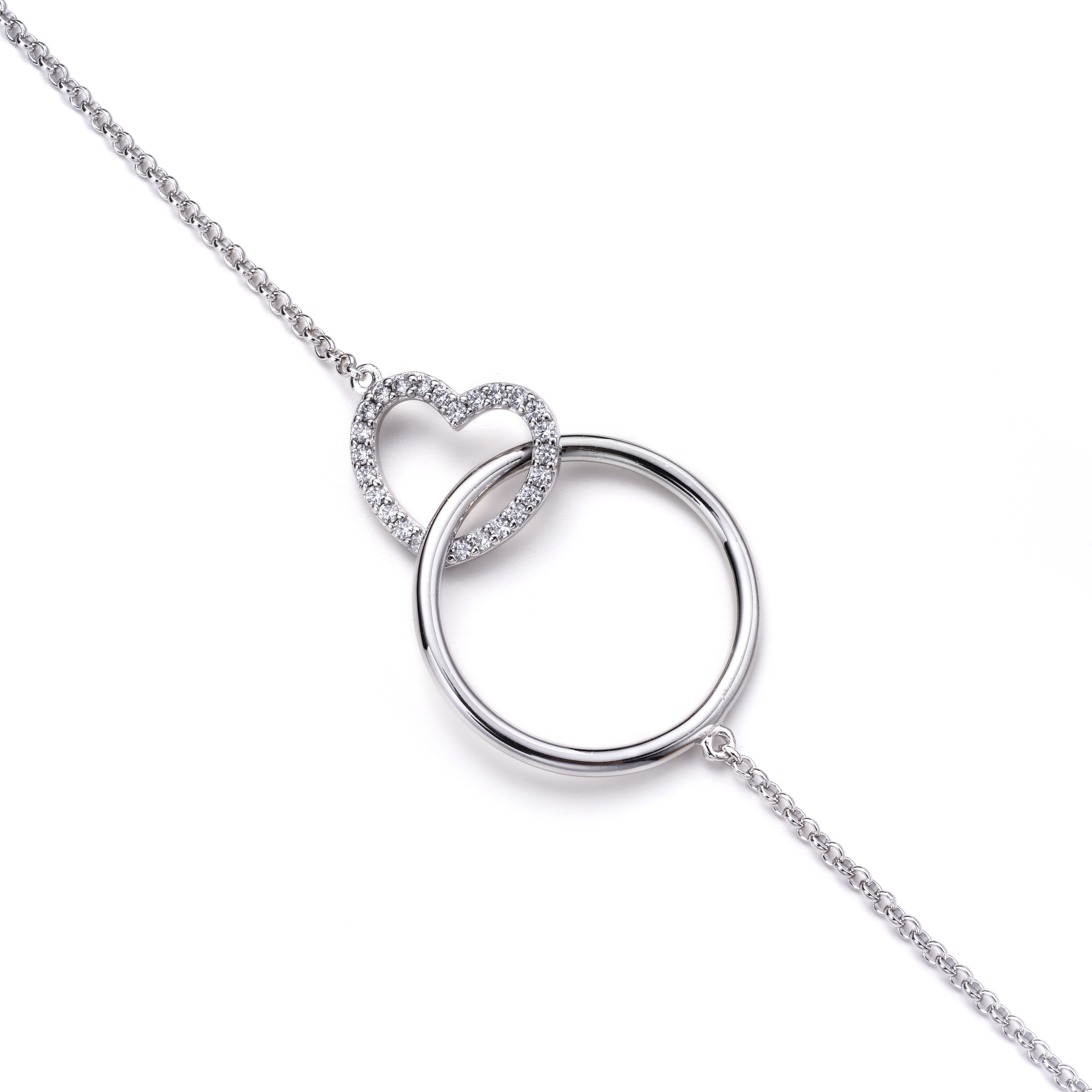 ZINZI silberne Kette Herz rund  weiß 45cm ZIC1483