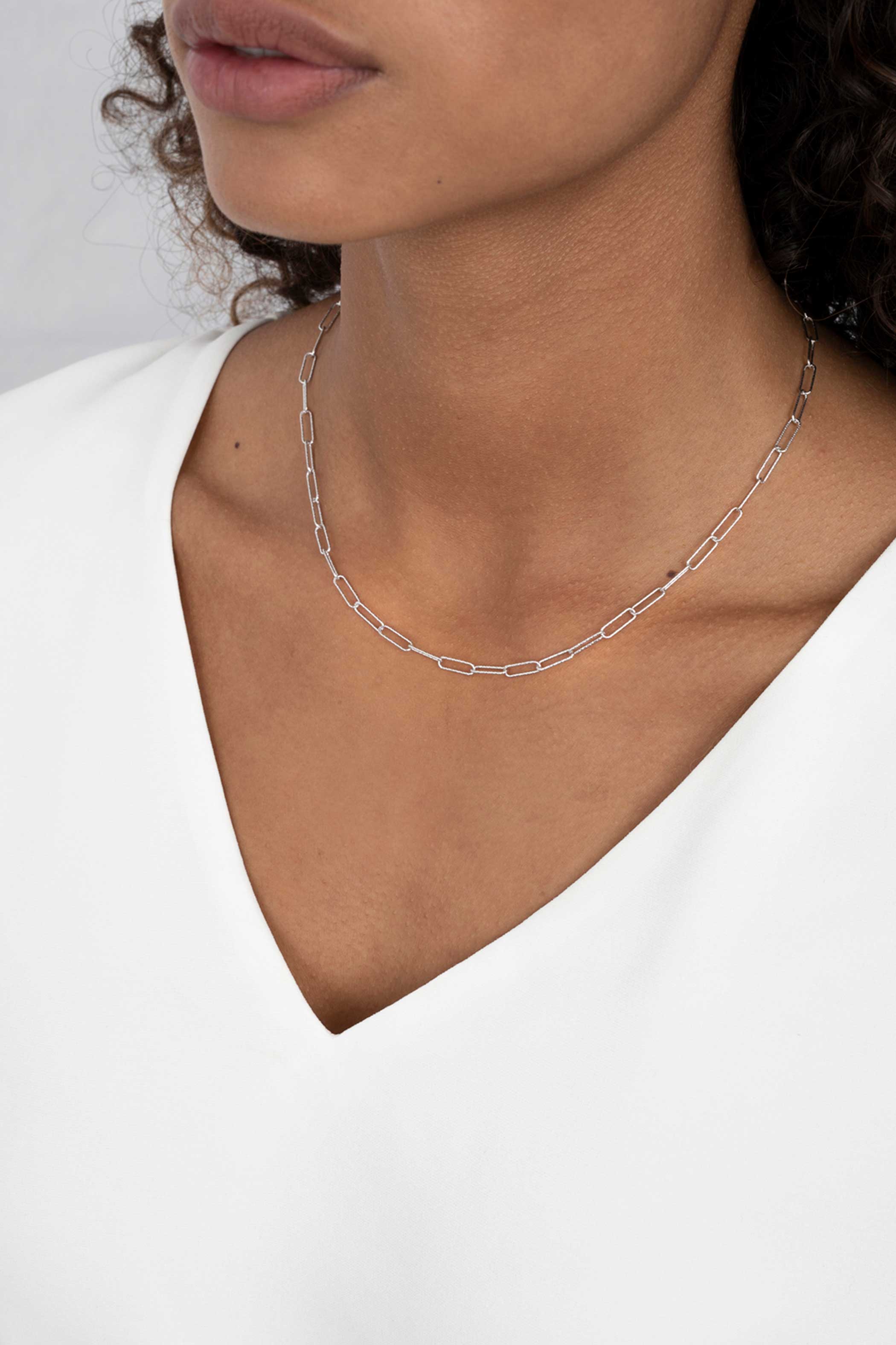 ZINZI silberne Kette 45cm mit trendy paperclip Glieder van 3,4mm breit ZIC1992