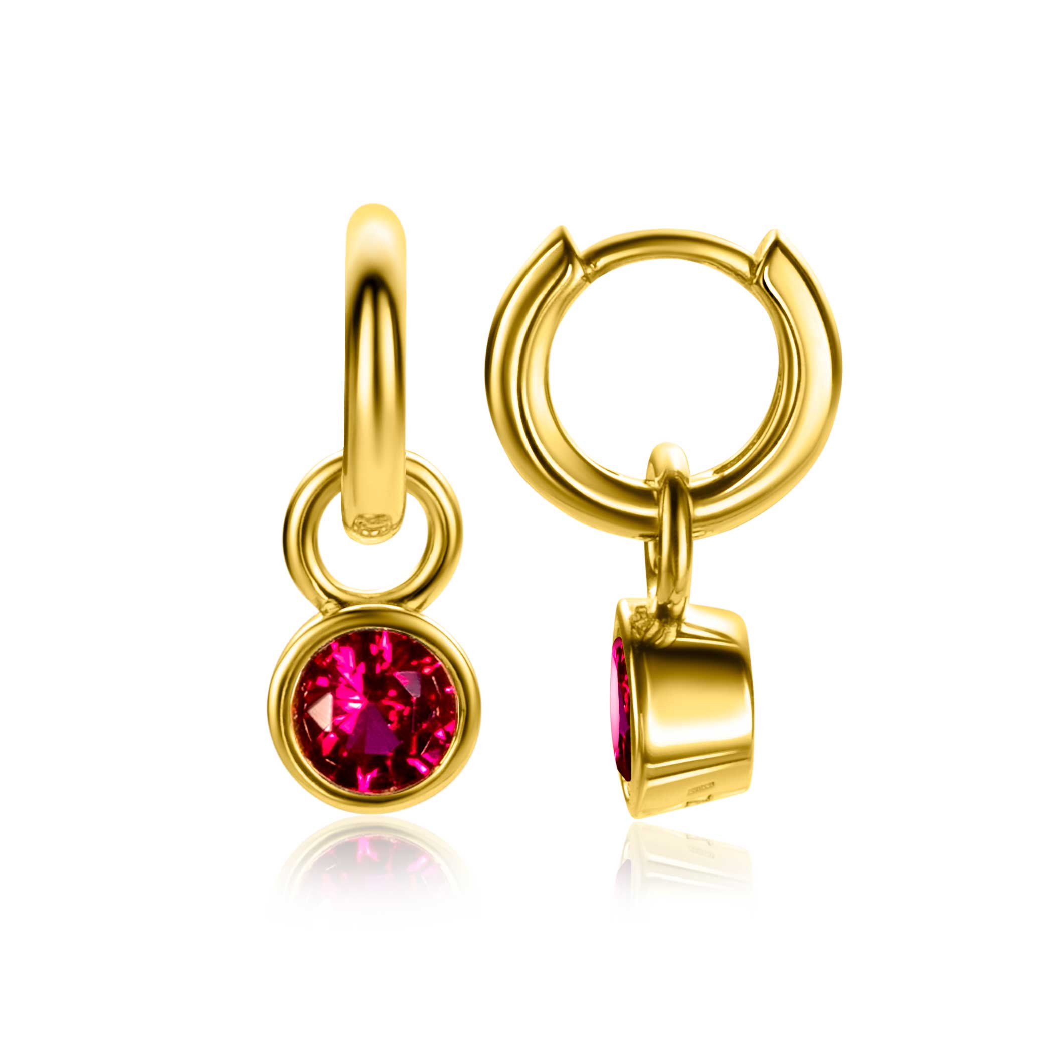 ZINZI zlv.oorbedels gg.verg. birthstones robijn cz