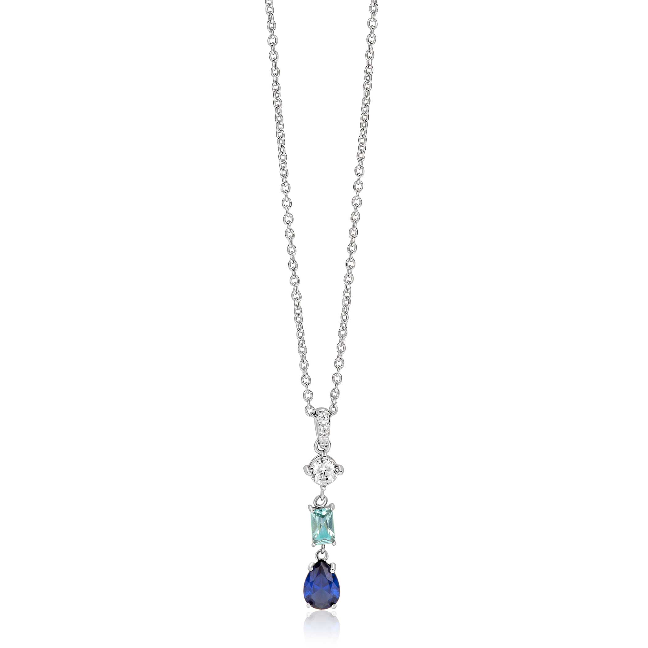 ZINZI zlv. collier hanger blauw peer/lichtbl.rechth/zc