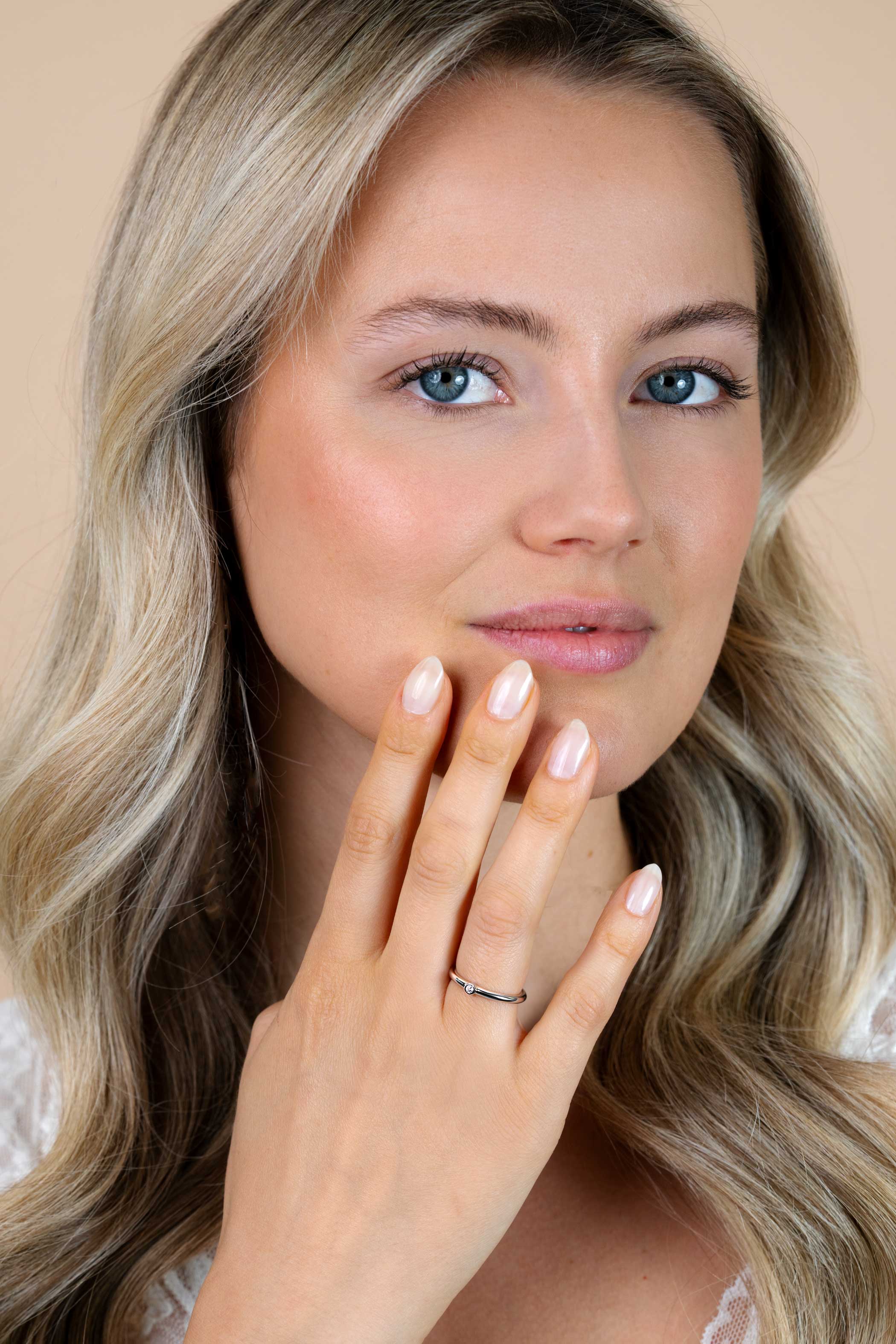 ZINZI silberner Ansteckring glatt weiß 3mm ZIR1673