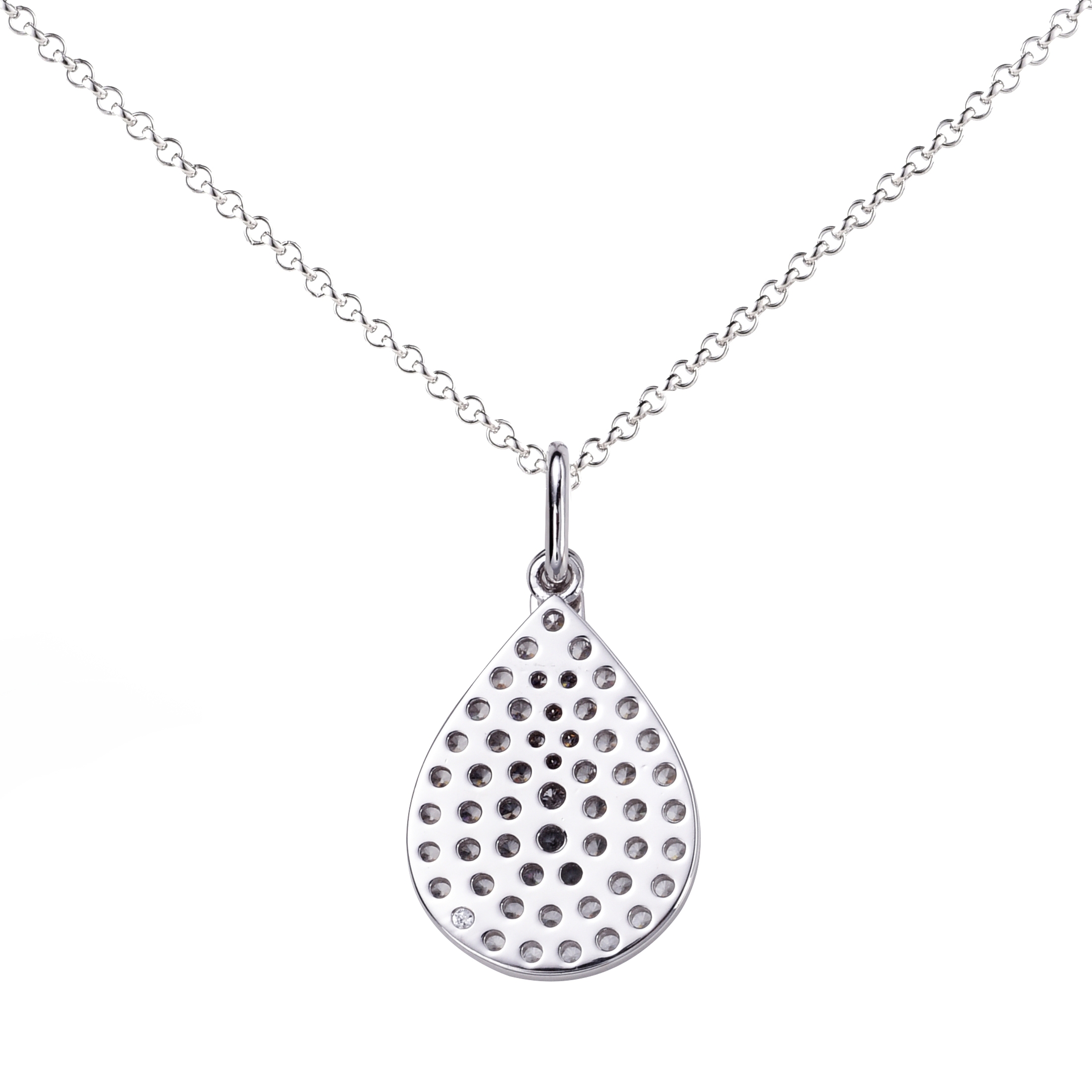 ZINZI zlv. hanger druppel zirc. en staafje + coll.45cm
