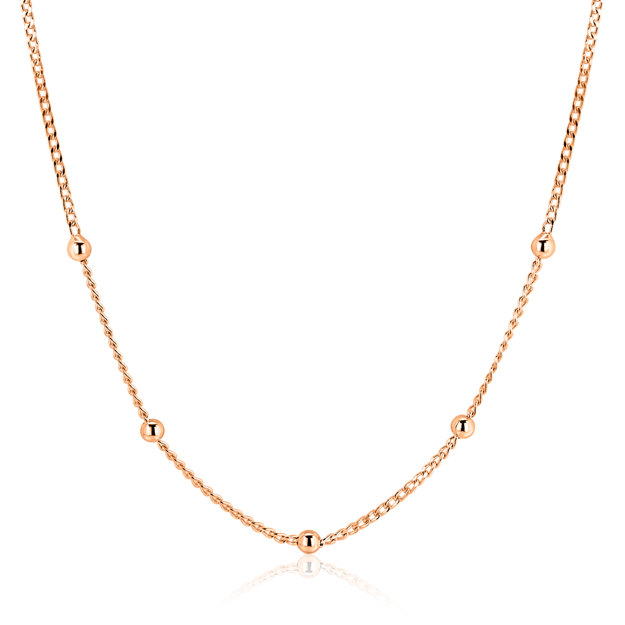 ZINZI zlv. collier rosé verg.gourmet / bolletjes 42+3cm