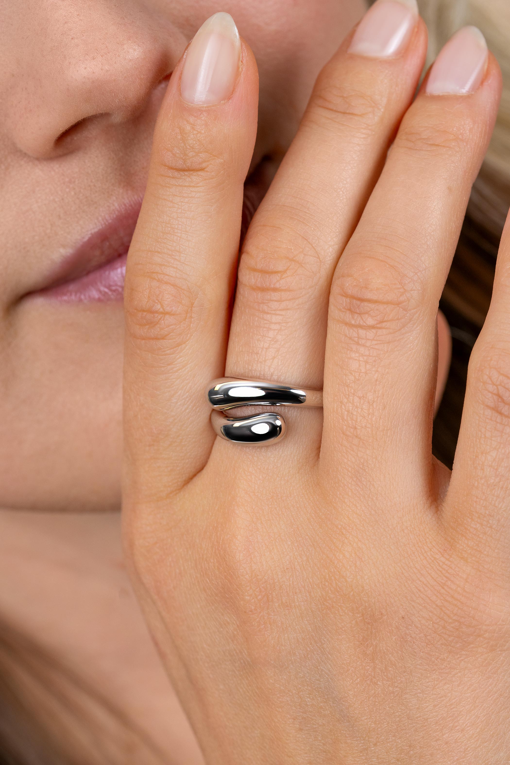 ZINZI zlv. ring slagmodel organische vorm mt.62