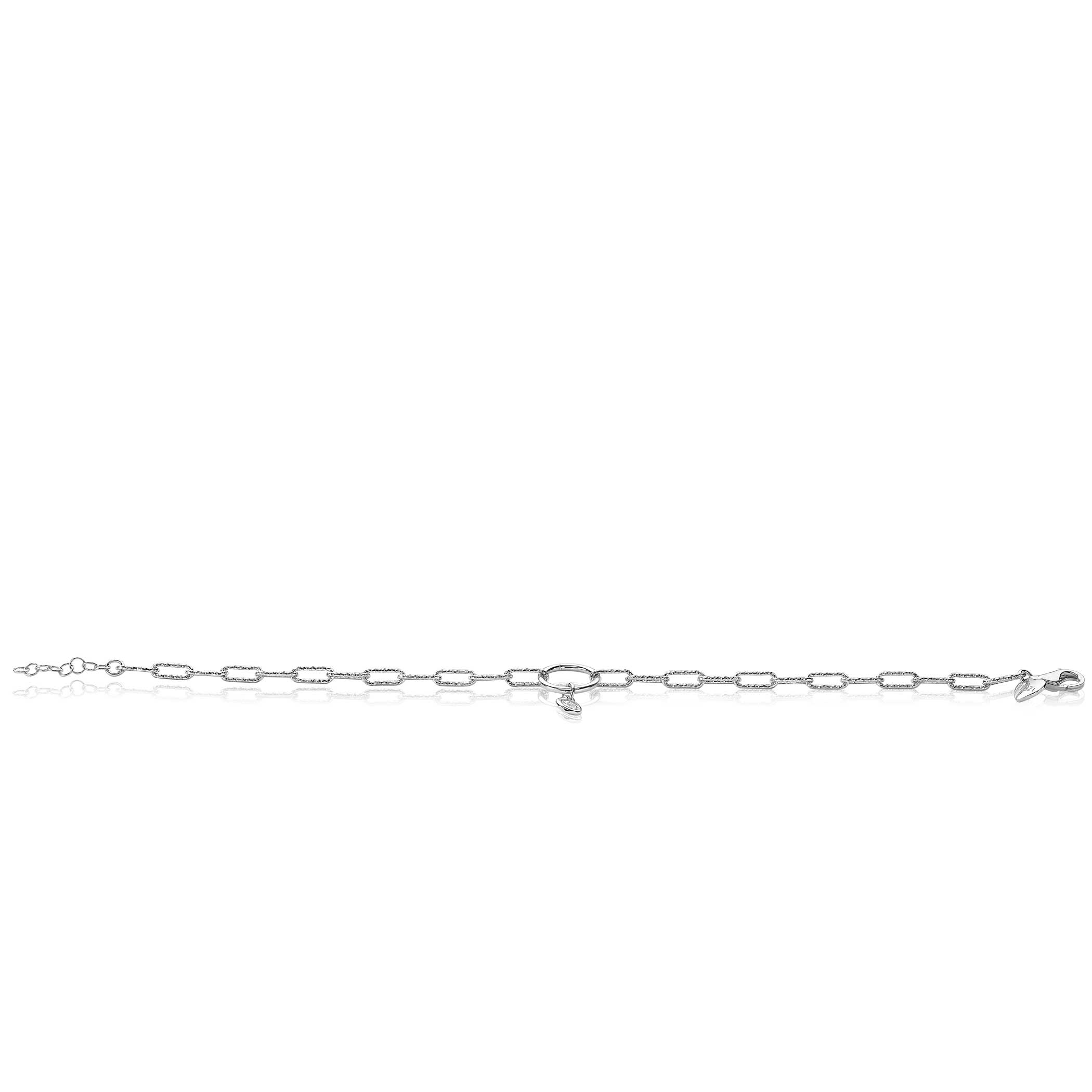 ZINZI silbernes paperclip Gliederarmband 3mm rund weiße Zirkonia 19-21cm ZIA2200