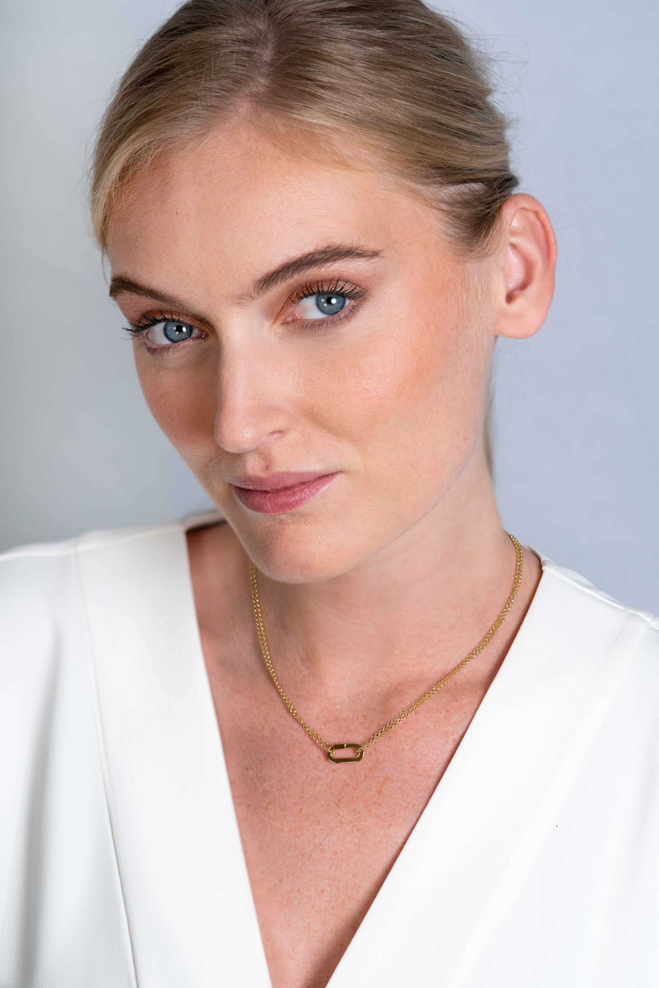 ZINZI Silberkette 14 Karat Gelbgold vergoldet 45 cm ovaler Verschlussring ZIC2060G