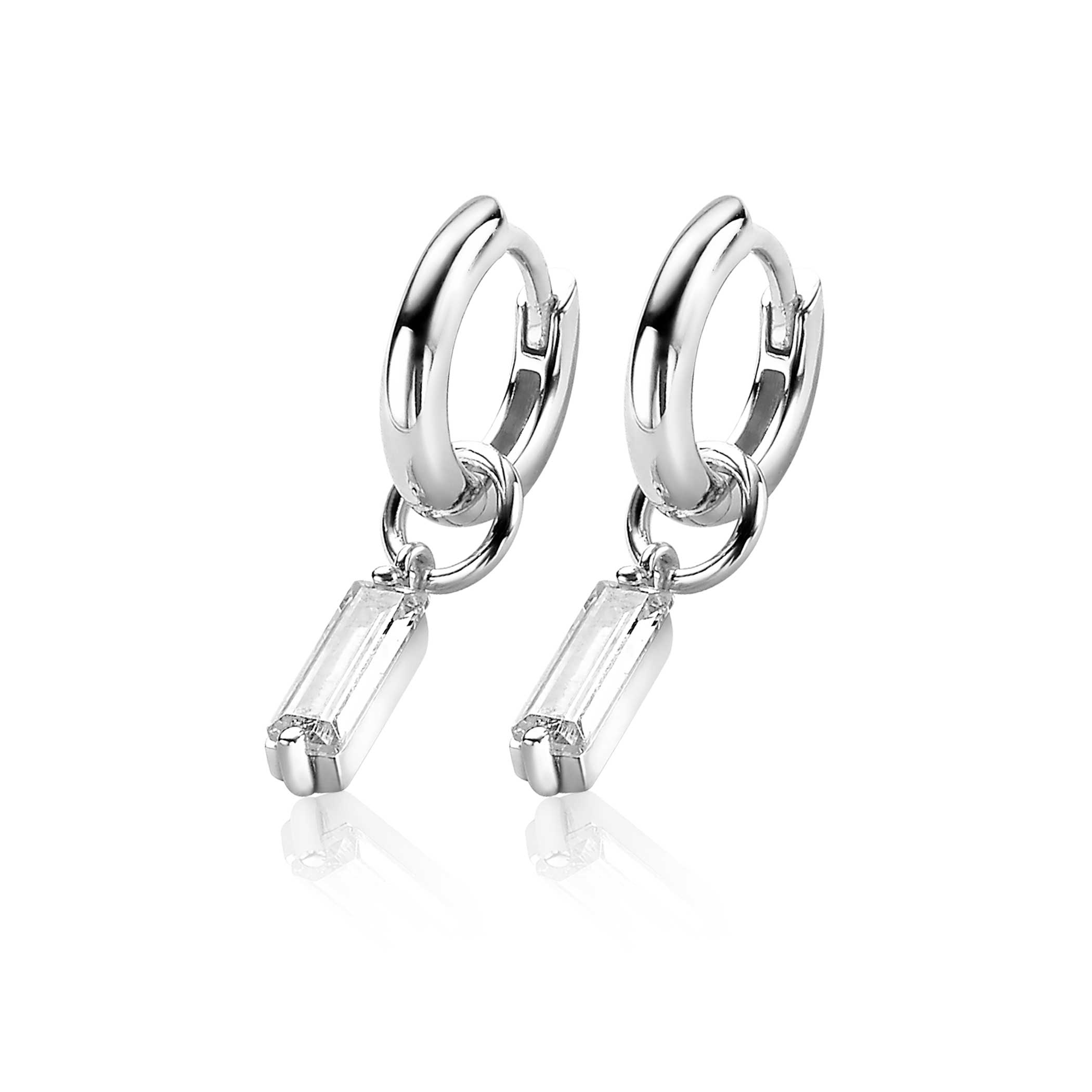 ZINZI silberne Ohrhänger 15mm Rechteck  weiß ZICH2056