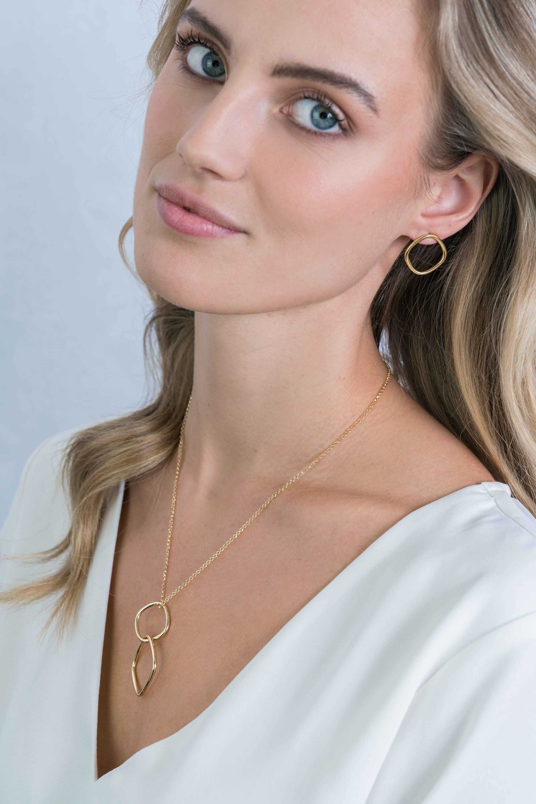 ZINZI silberne trendy Ohrstecker 14K gelb vergoldet 23mm quadratisch offen ZIO2094G