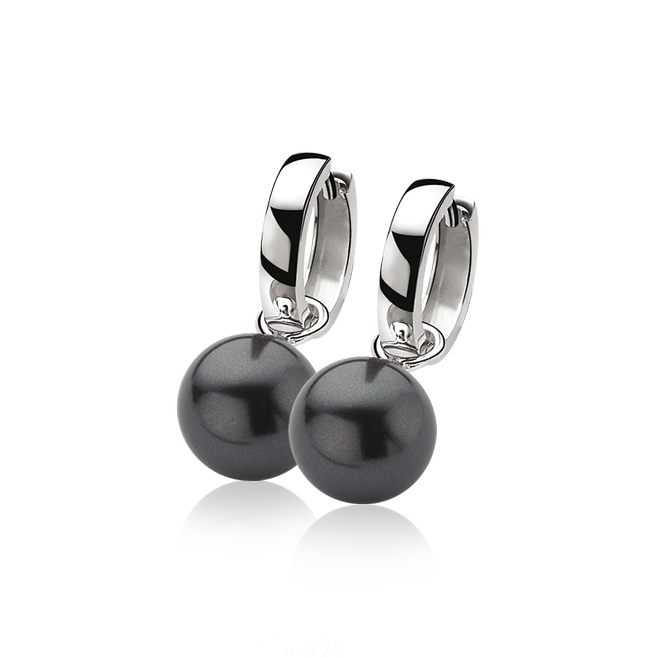 ZINZI silberne Ohrhänger Perle schwarz 12mm ZICH305Z