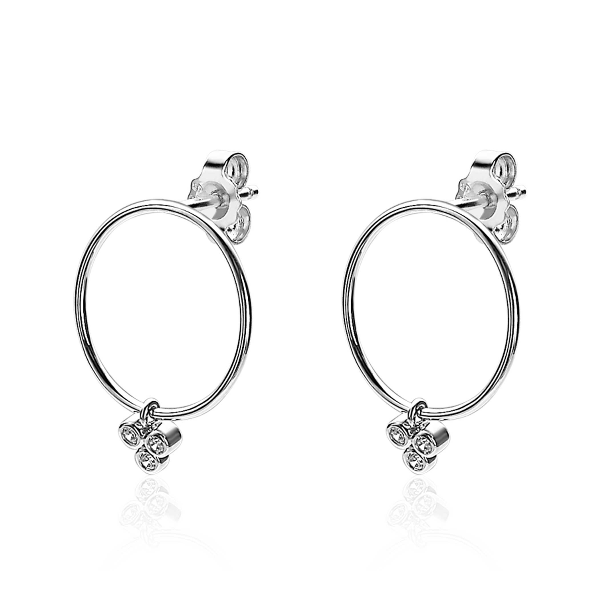 ZINZI silberne Ohrringe 20mm rund  weiß ZIO1829CR