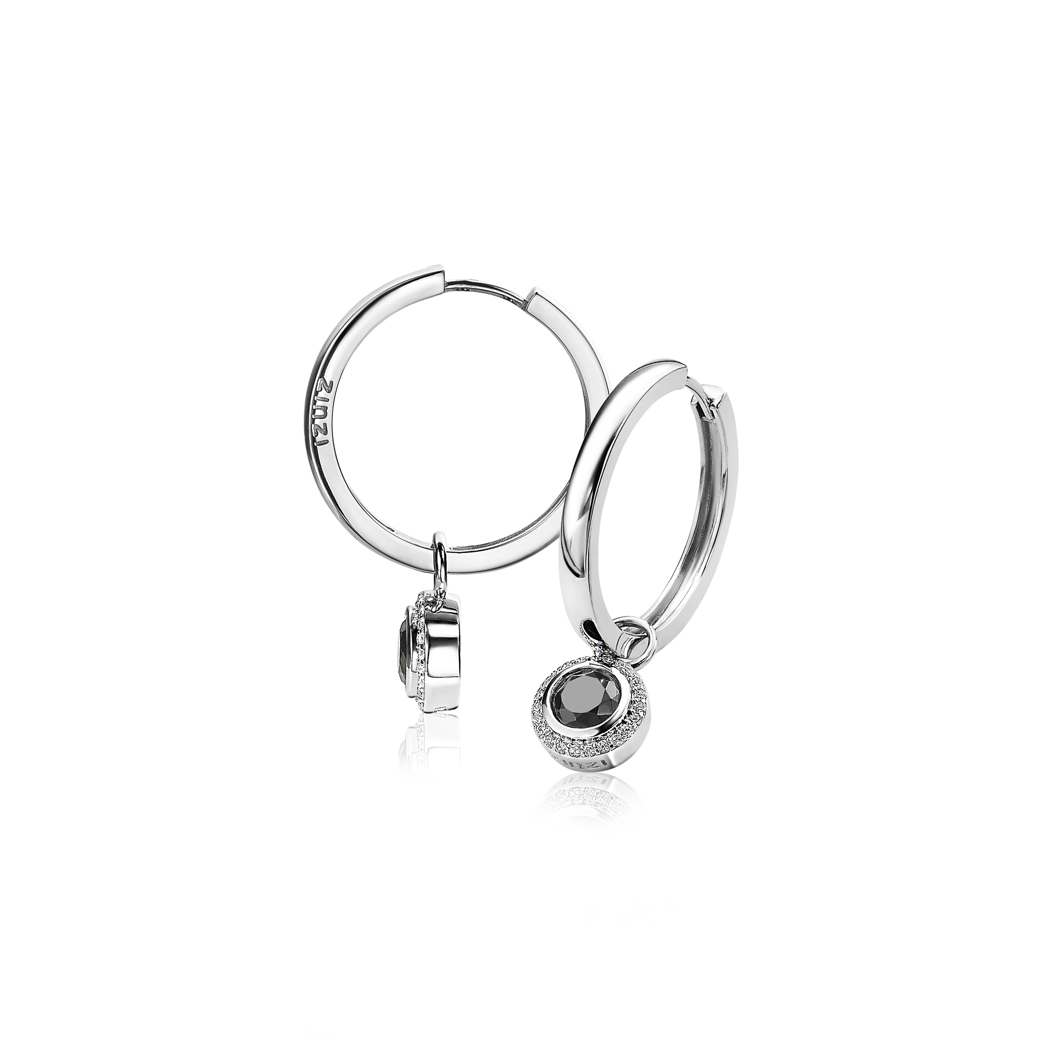 ZINZI silberne Ohrhänger rund schwarz 11mm ZICH1244Z