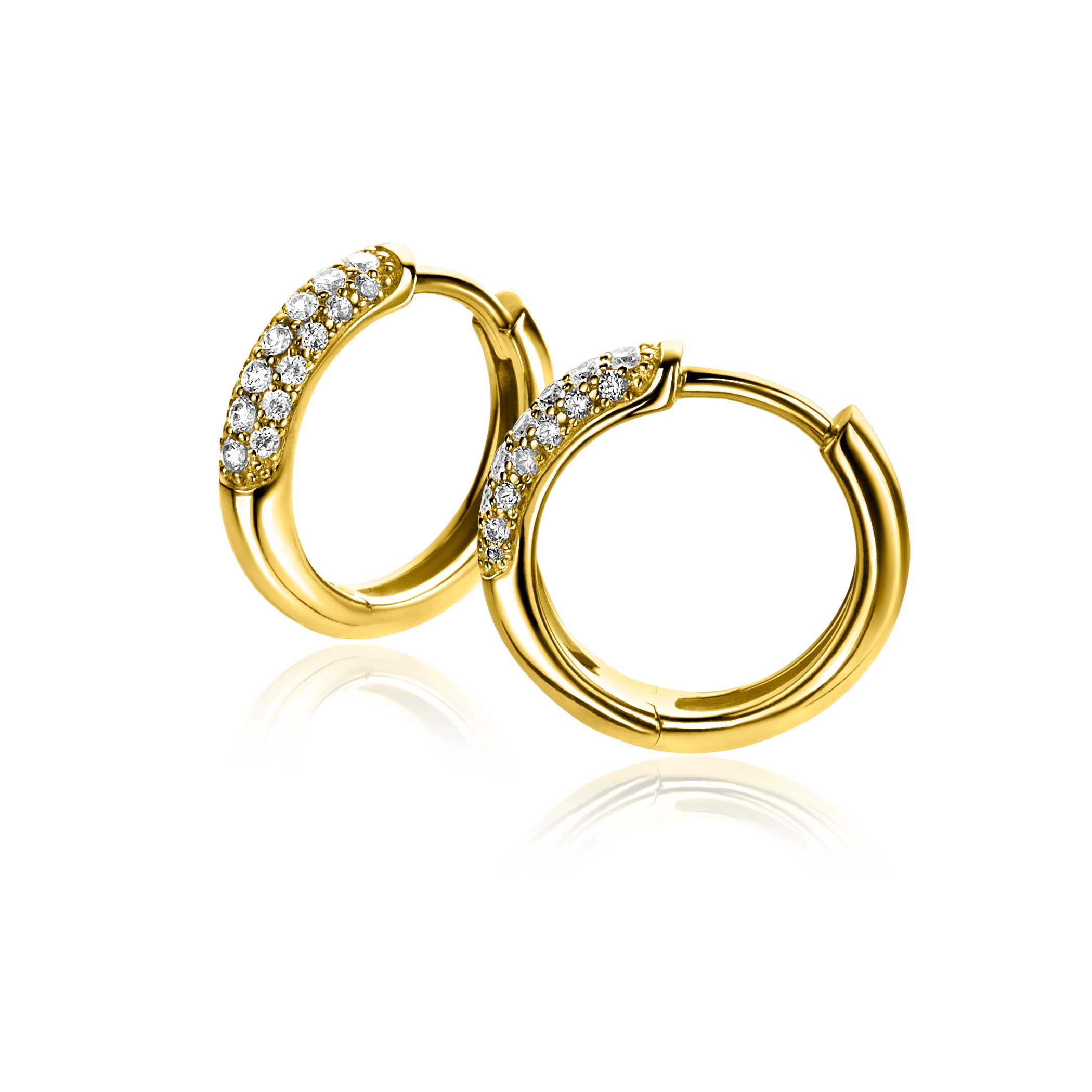 ZINZI zlv. creolen gg.verg. pave/zirc. 15x3mm