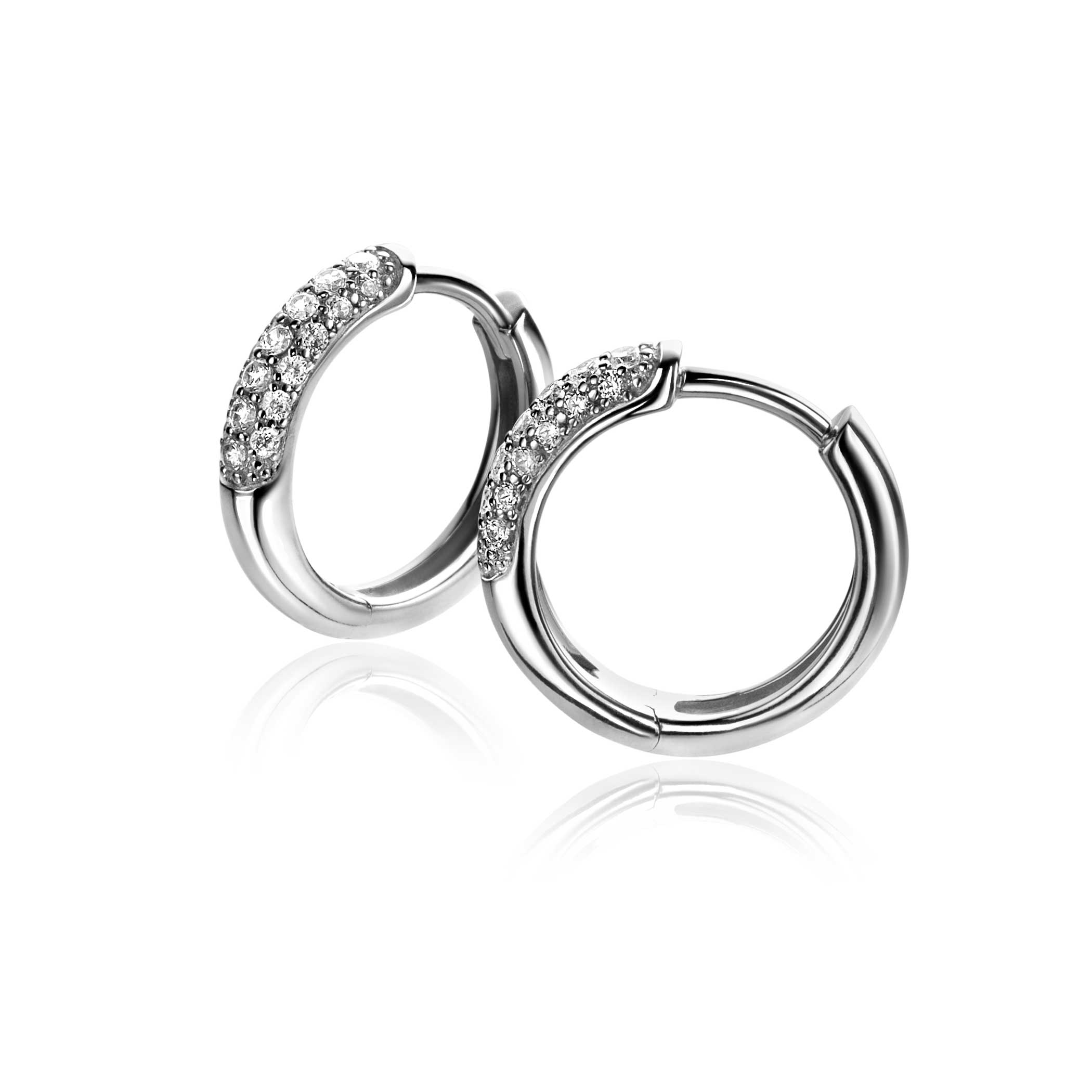 ZINZI silberne Kreolen 14 x 3mm  weiß ZIO660