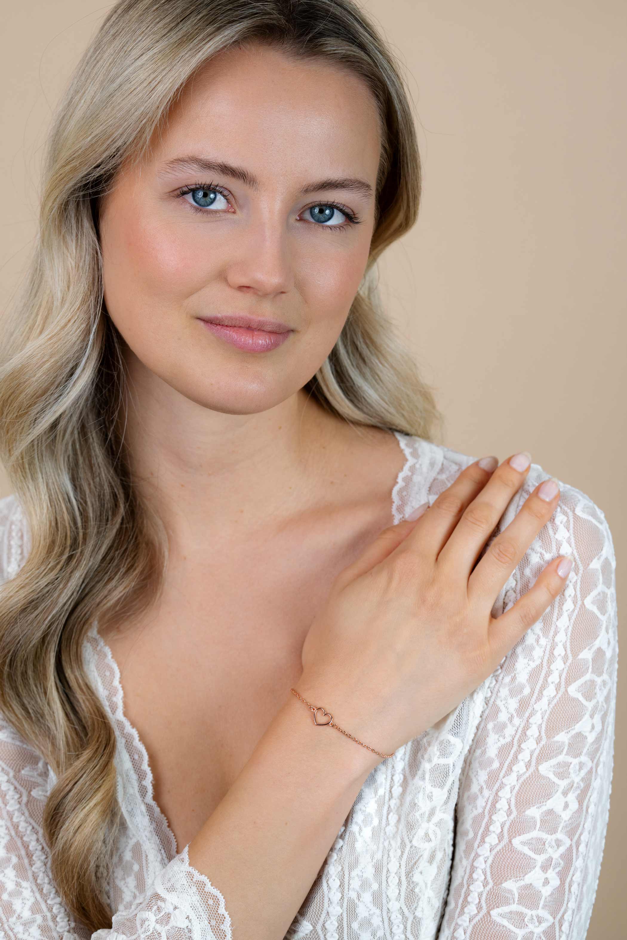 ZINZI silbernes Armband rosé vergoldet mit offenem Herz ZIA1420R