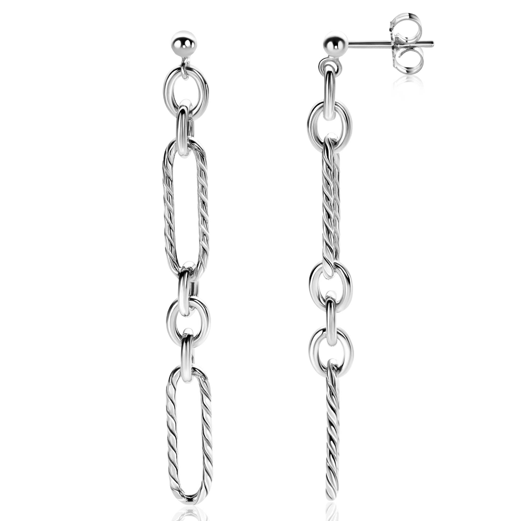 ZINZI zlv. oorstekers lang paperclip schakels 7.5cm