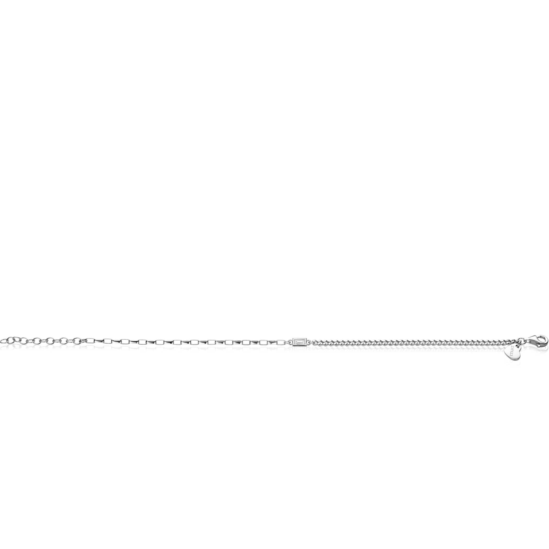 ZINZI zlv. armband grmt/paperclip met baq.zirc.