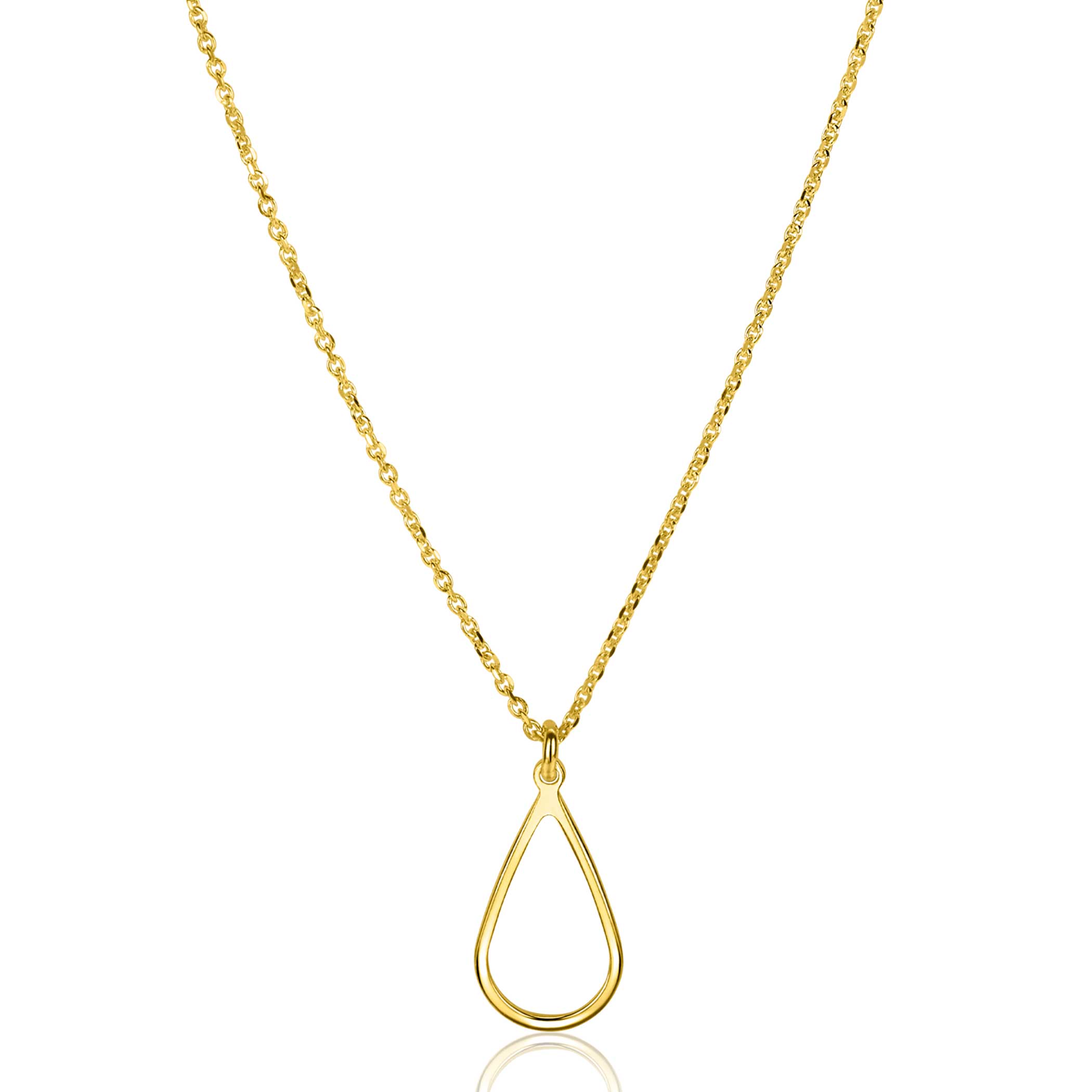 ZINZI vergoldete Silber Jasseron-Kette mit tropfenförmigem Anhänger (10 mm), 42-45 cm ZIC2635