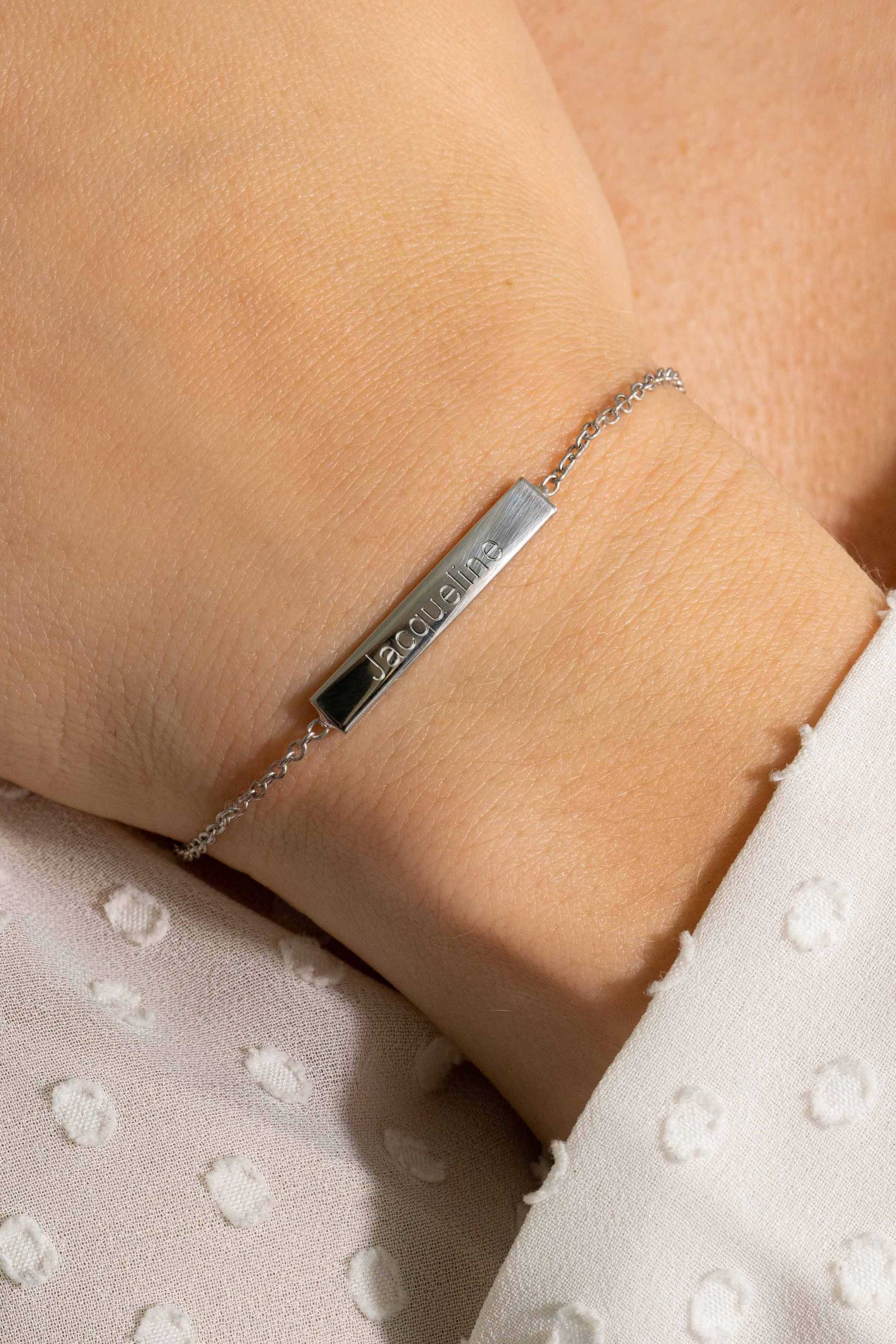ZINZI zlv. armband met recht plaatje