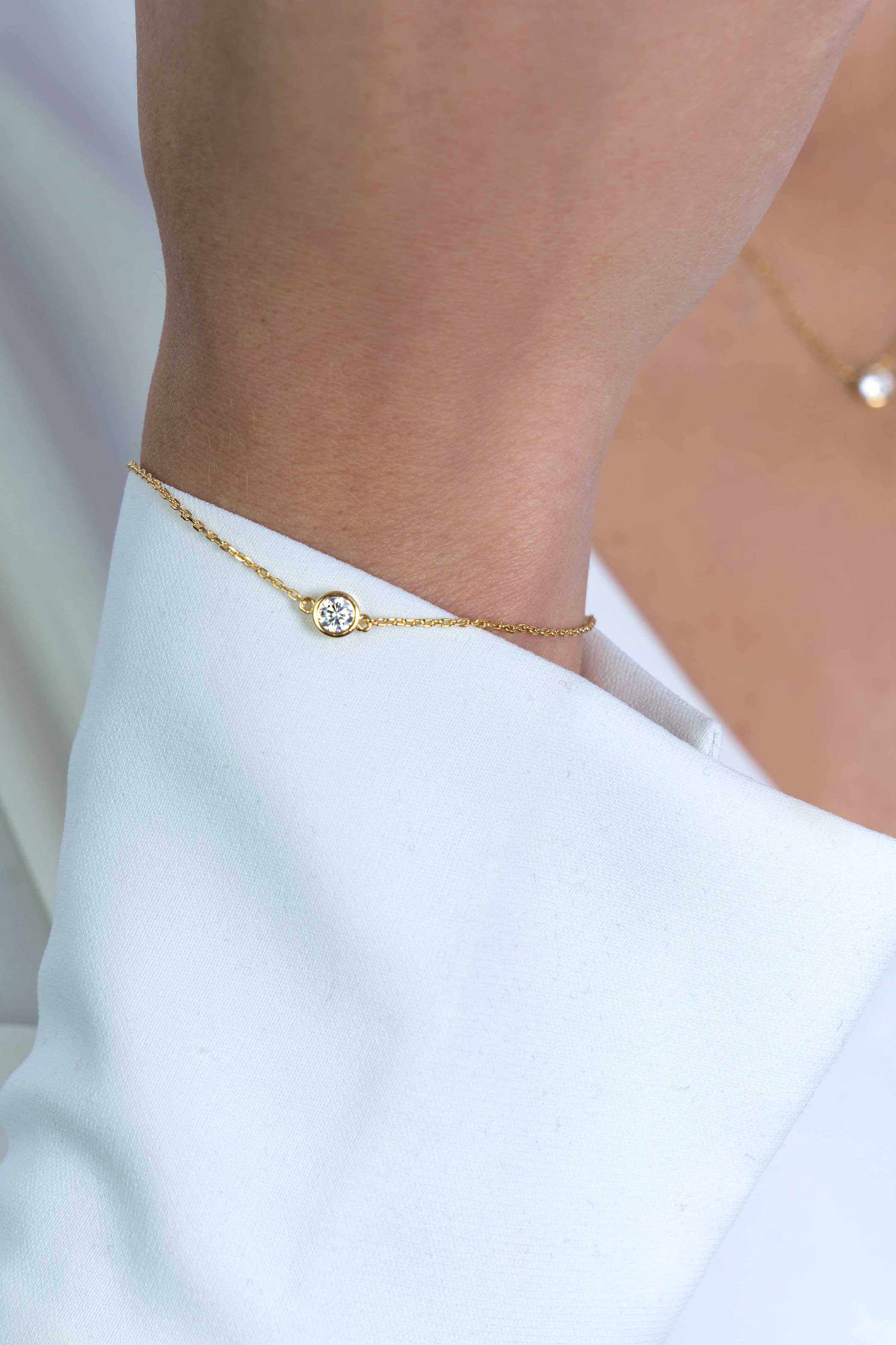 ZINZI silbernes Armband 14K gelb vergoldet rund  weiß ZIA1393Y