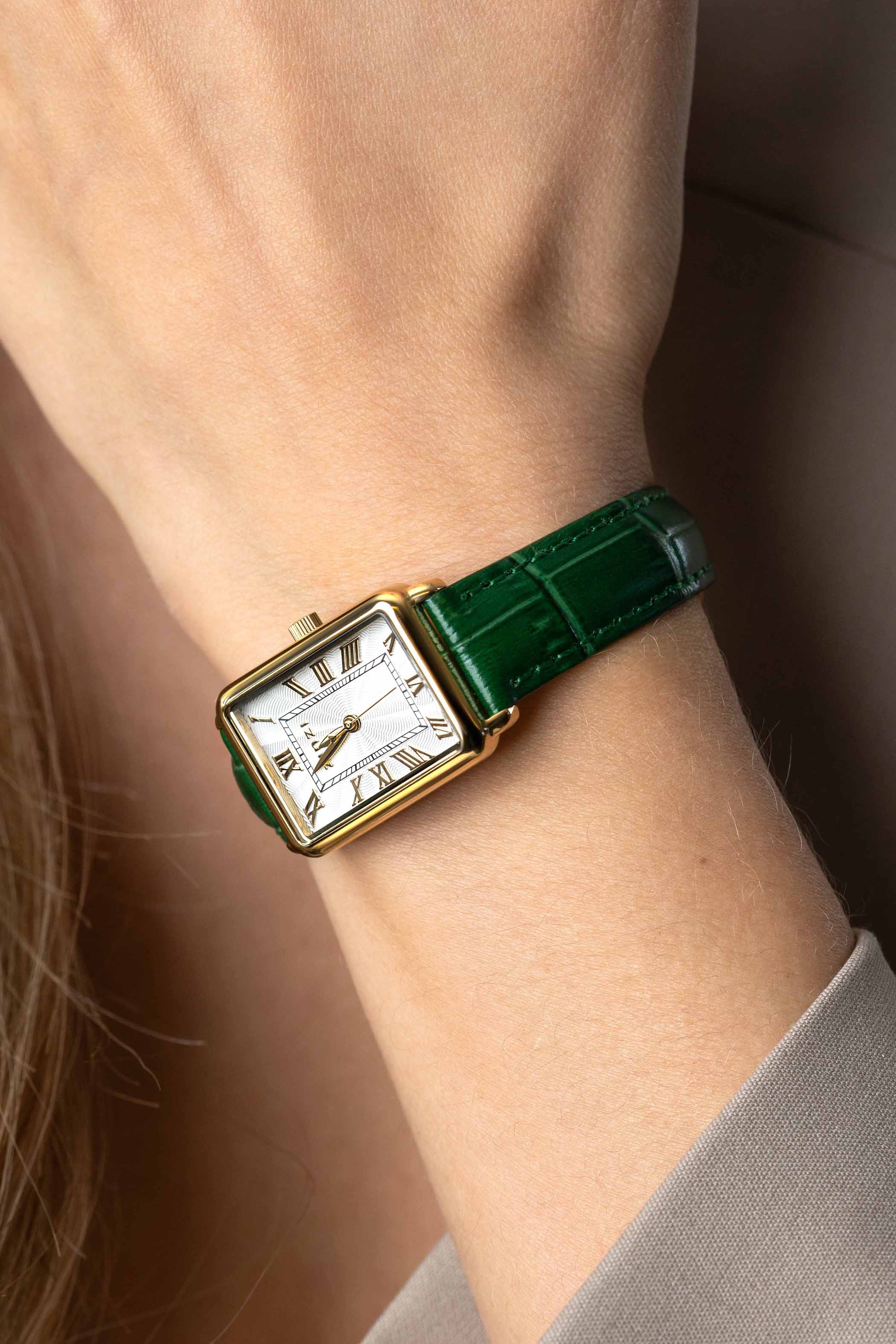 Zinzi Elegance bic.horl.28mm witte w.plt groene band
