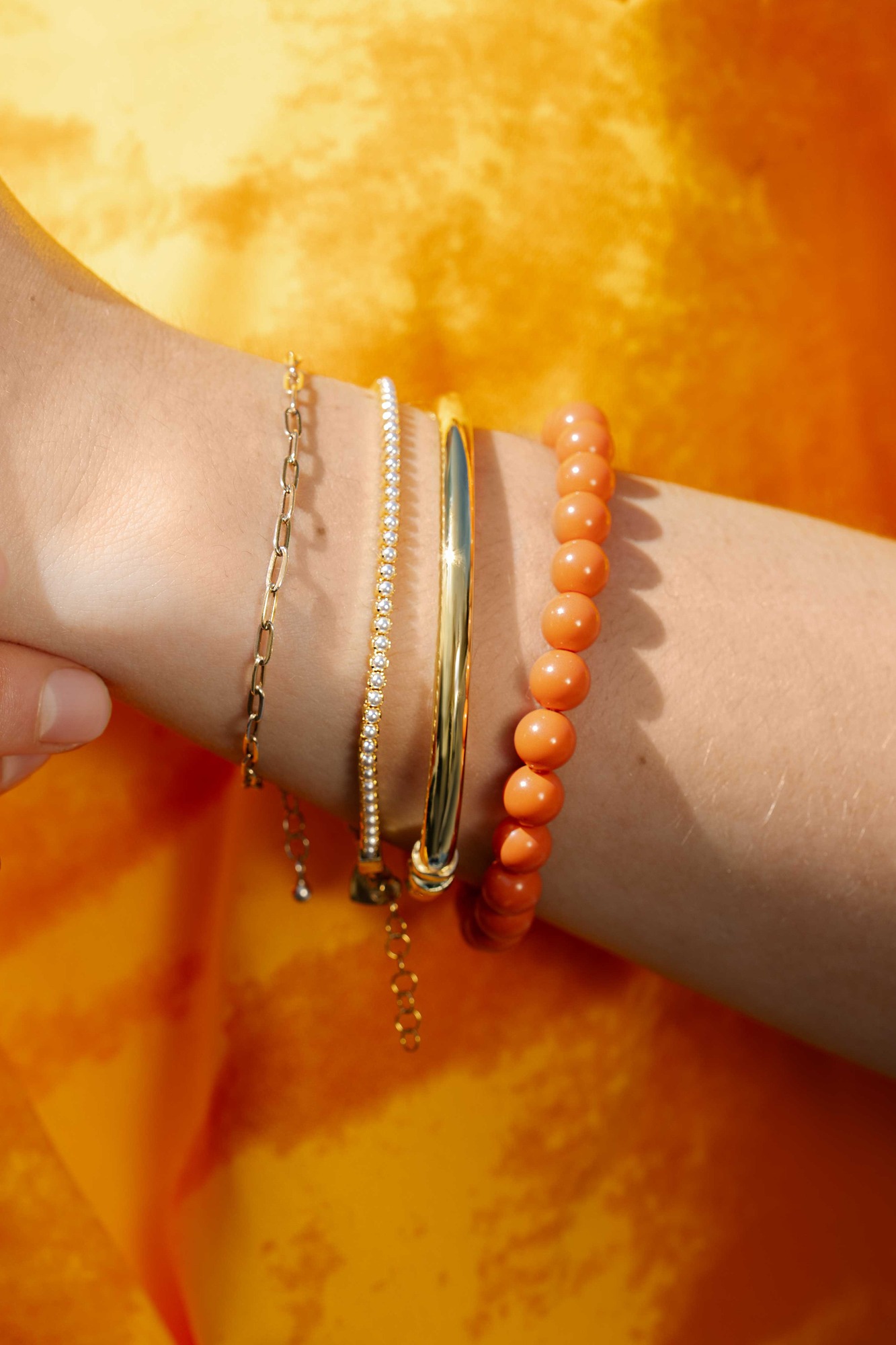 Zinzi Charms StretchArmband one-size orange Perle CH-A20K