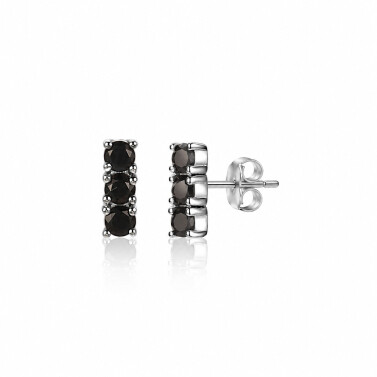 ZINZI silberne Ohrstecker 8mm Stab Chaton-Set schwarz ZIO2127Z