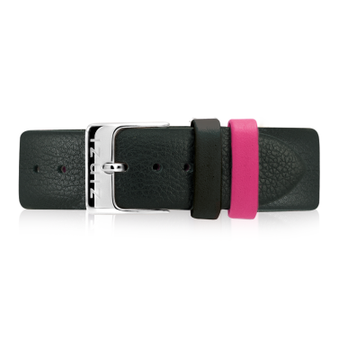 "Zinzi Retro Lederarmband schwarz silberfarbende Stahlschließe18mm RETBand3"