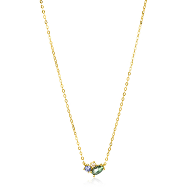 ZINZI GOLD collier met groen/blauw/champ zirc.