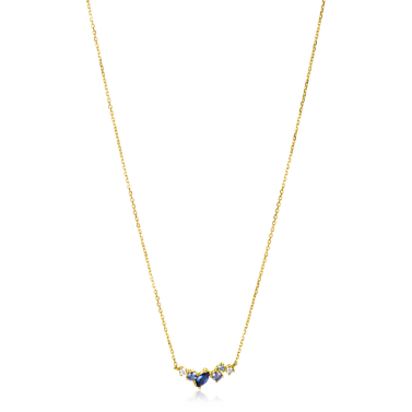 ZINZI GOLD collier met witte en blauwe zirc.ertussen