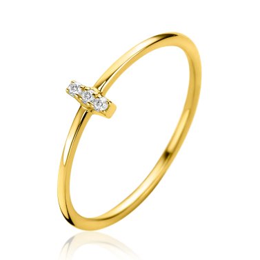 ZINZI GOLD ring met staafje 3x zirconia mt.58