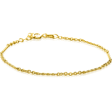 ZINZI Gold 14-karaats massives goldenes Armband mit verzierten gedrehten Stäbchen und feinen Jasseron-Gliedern, 2 mm breit, 17-19 cm lang, ZGA500