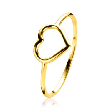 ZINZI Gold ring met open hartvorm mt. 58