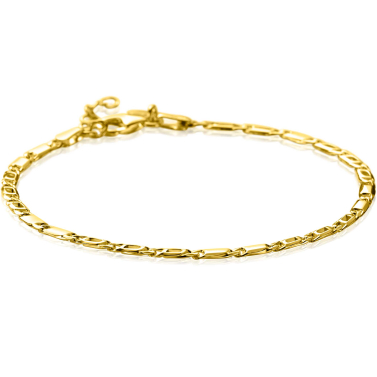 ZINZI Gold 14 Karat massives goldenes Armband mit Falkenauge-Gliedern und glänzenden Plättchen, 2,6 mm breit, 17-19 cm lang, ZGA499