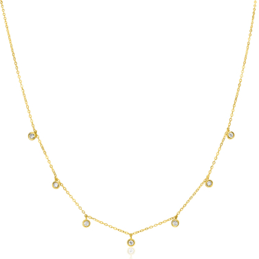 ZINZI GOLD collier met 7x zirc. hangertje 40/42cm