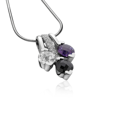 Zinzi silberner Fantasie Anhänger violett  weiß ZIH270P