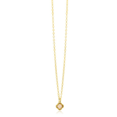 ZINZI zlv. collier gg.verg. met champ.klaver hanger