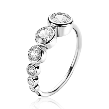 ZINZI silberner Ring rund weiß ZIR2053