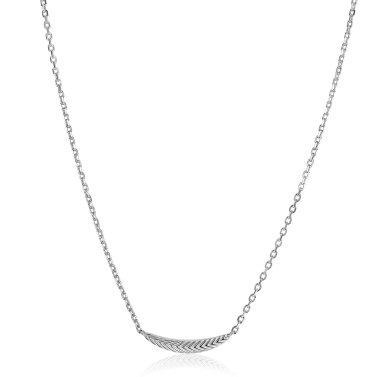 ZINZI silberne Gliederkette mit großer Feder. Die Feder symbolisiert das Ausbreiten deiner Flügel und Freiheit. 40-45cm ZIC2644