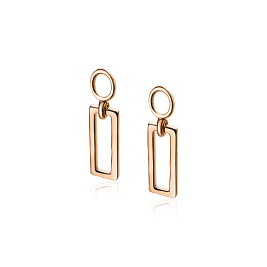 ZINZI silberne Ohrhänger rosé vergoldet offen Rechteck 14mm ZICH1692R