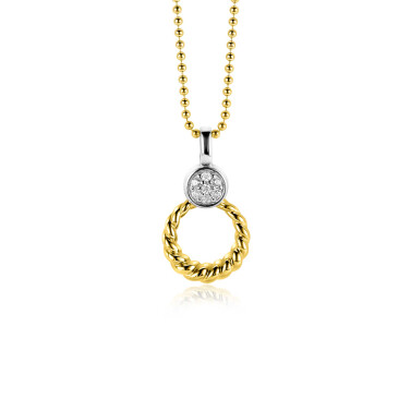 ZINZI zlv. hanger gg.verg. gedraaid open/rond zirc.