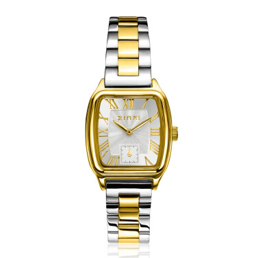 Zinzi horloge 26mm zilv.w.plaat bic.stln.band