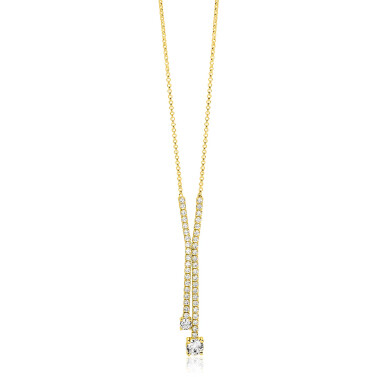 ZINZI zlv. Y-collier gg.verg. met zirconia's